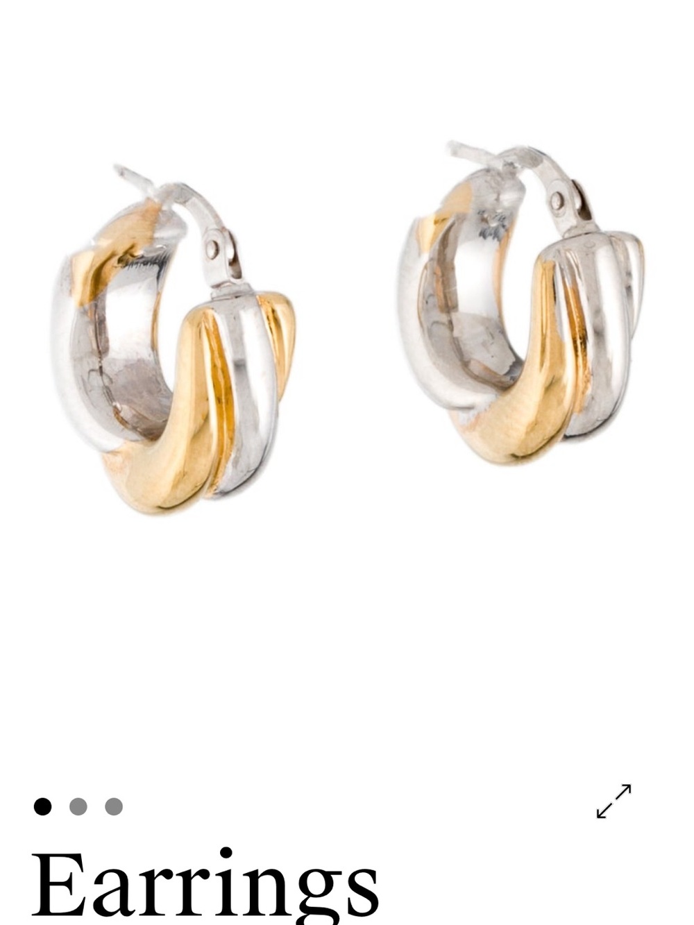Genuine 14K Gold Two-Tone Twisted Huggie Hoop Earrings. NWOT - Picture 1 of 6